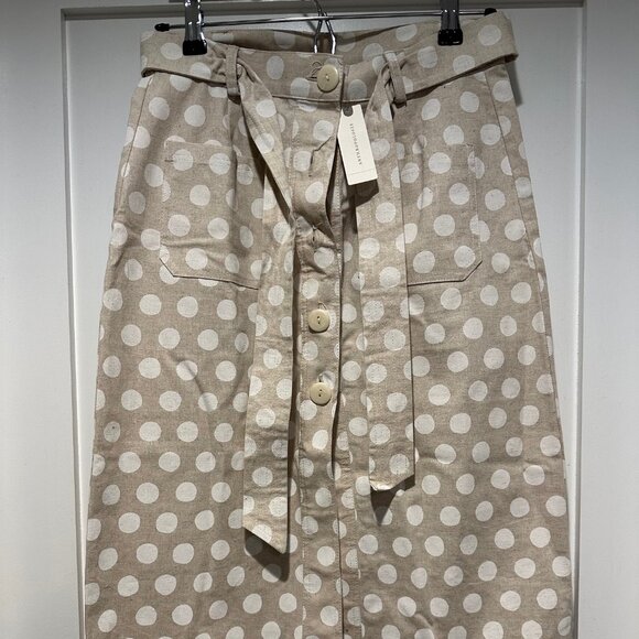 ANTHROPOLOGIE COREYLYNN CALTER WOMEN BEIGE/POLKA DOT LONG PENCIL SKIRT - Picture 1 of 4